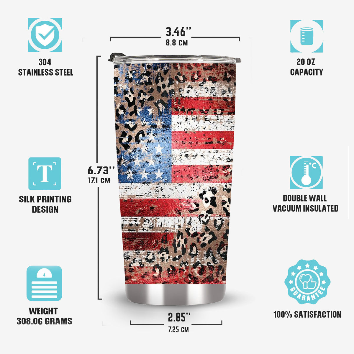 American flag tumbler, cheetah American flag